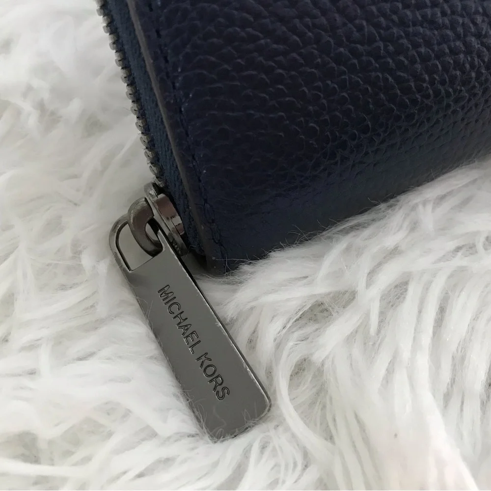 MICHAEL KORS Adele Midnight Leather Zip Around Continental Wallet‎